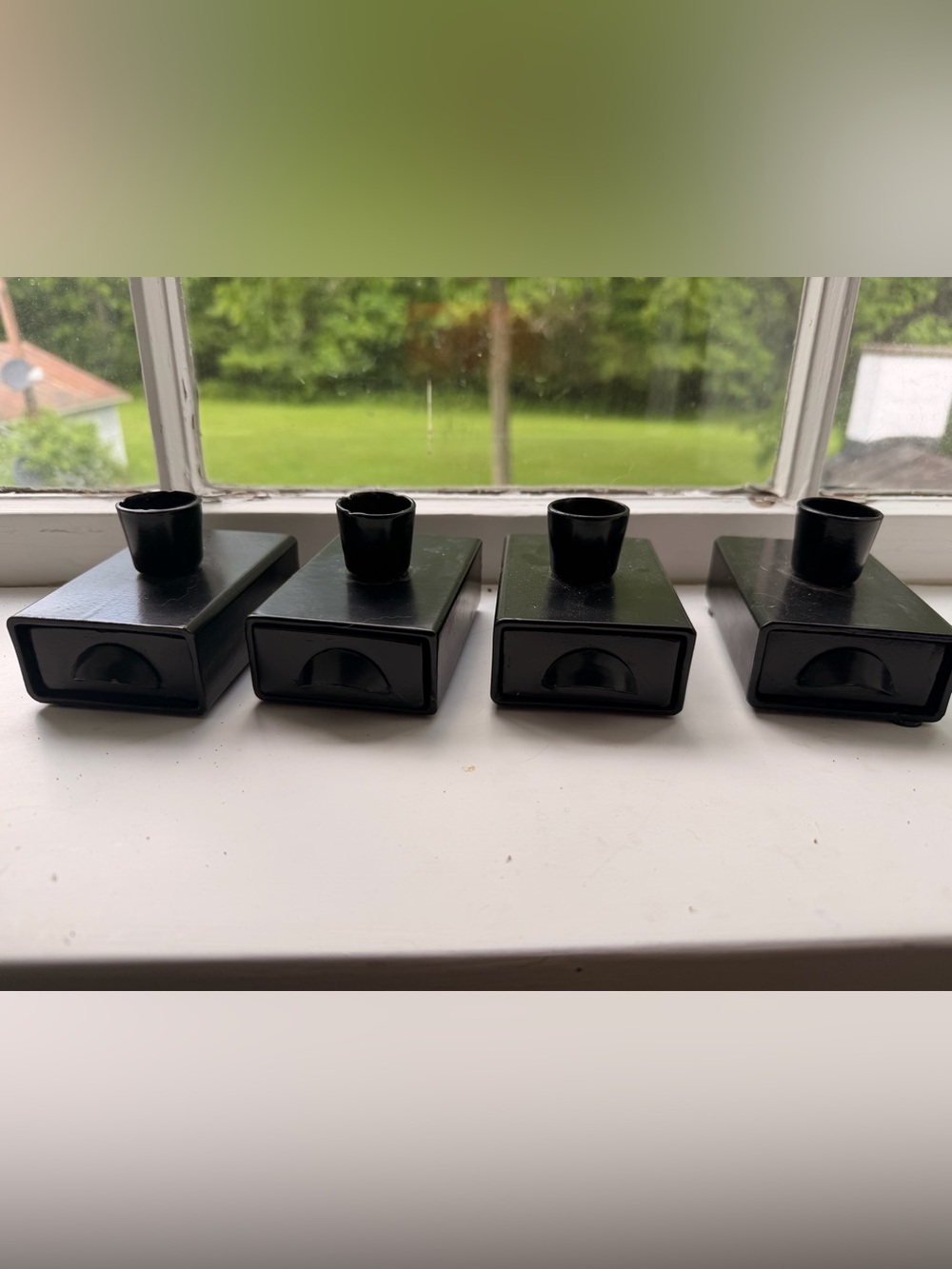 Set of 4 Hearth and Hand Magnolia Black Metal Candle Holders with Match drawer
